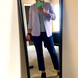 Dove Gray Shirred Sleeve Open Blazer